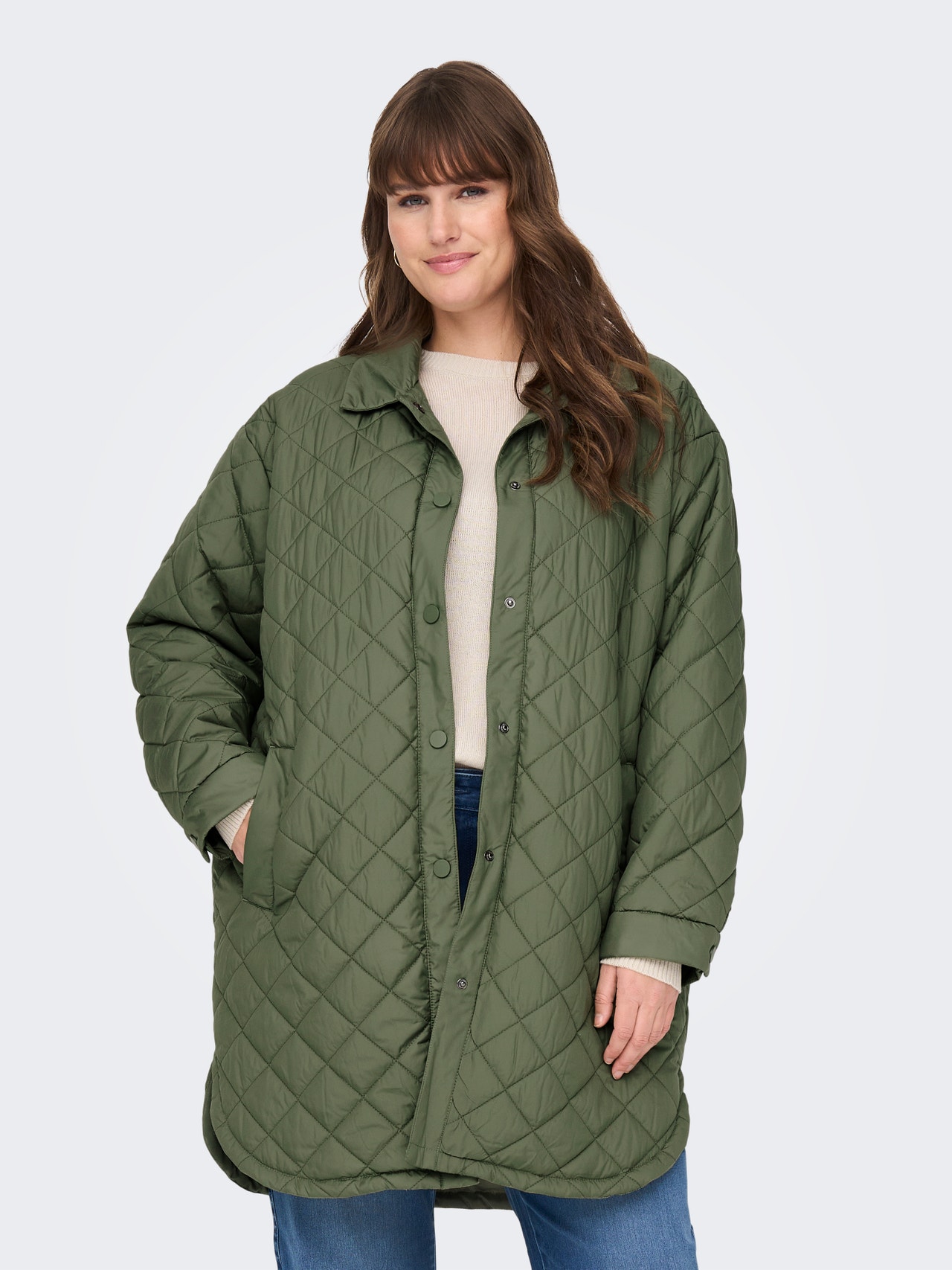 ONLY CUrvy Quilted Shacket -Four Leaf Clover - 15278709