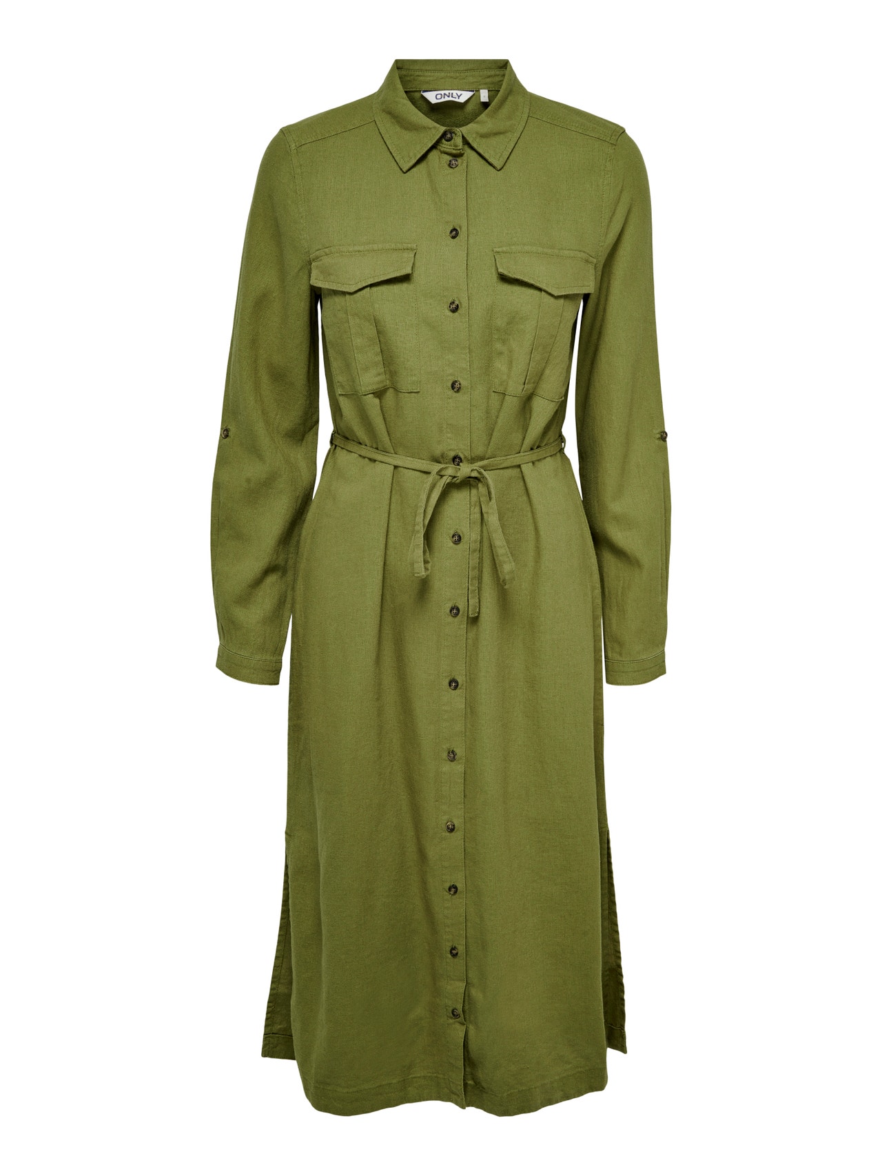 ONLY Relaxed Fit Shirt collar Buttoned cuffs Long dress -Olive Branch - 15278720