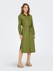 ONLY Relaxed Fit Shirt collar Buttoned cuffs Long dress -Olive Branch - 15278720
