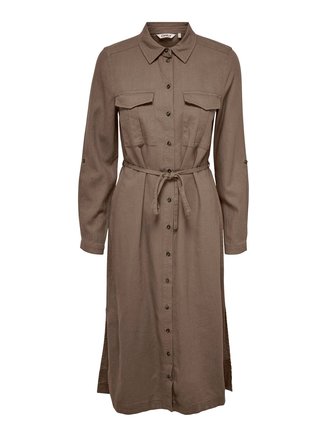 ONLY Midi Shirt dress -Brown Lentil - 15278720