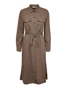 ONLY Robe longue Relaxed Fit Col chemise Poignets boutonnés -Brown Lentil - 15278720