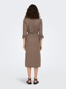 ONLY Avslappnad Skjortkrage Manschetter med knappar Lång klänning -Brown Lentil - 15278720