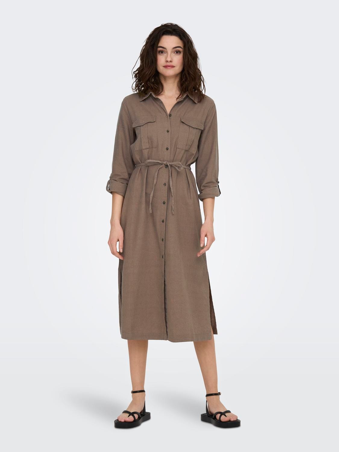 ONLY Midi Shirt dress -Brown Lentil - 15278720