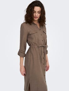 ONLY Relaxed Fit Skjortekrage Mansjettknapper Lang kjole -Brown Lentil - 15278720