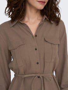 ONLY Avslappnad Skjortkrage Manschetter med knappar Lång klänning -Brown Lentil - 15278720