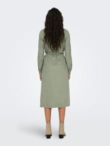 ONLY Locker geschnitten Hemdkragen Ärmelbündchen mit Knopf Langes Kleid -Oil Green - 15278720