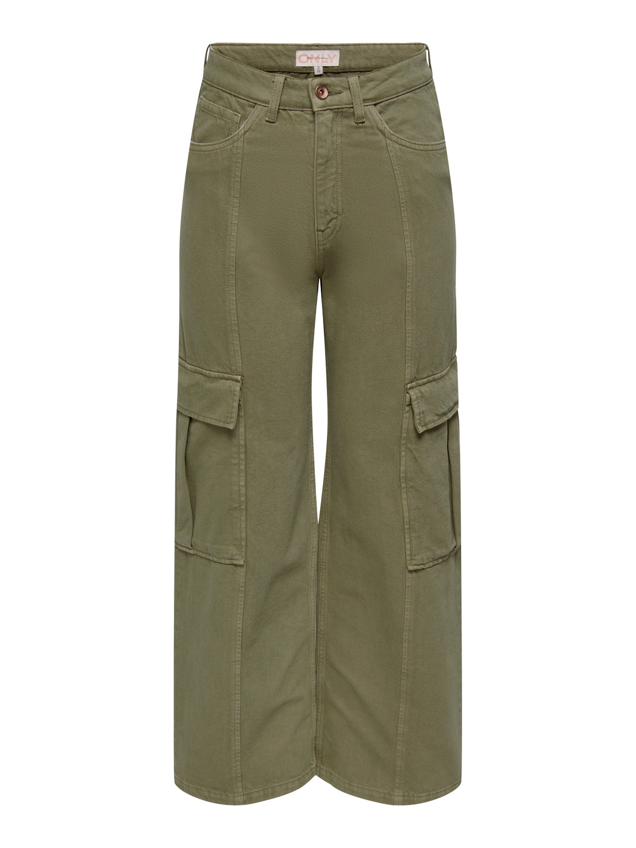 ONLY Cargo trousers with high waist -Aloe - 15278721