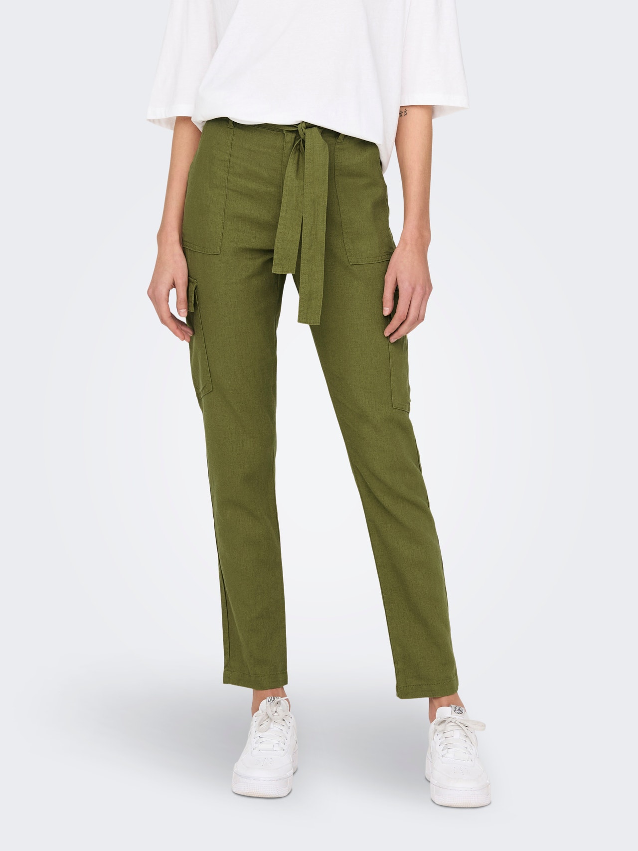 ONLY Cargo Schnitt Hohe Taille Hose -Olive Branch - 15278728