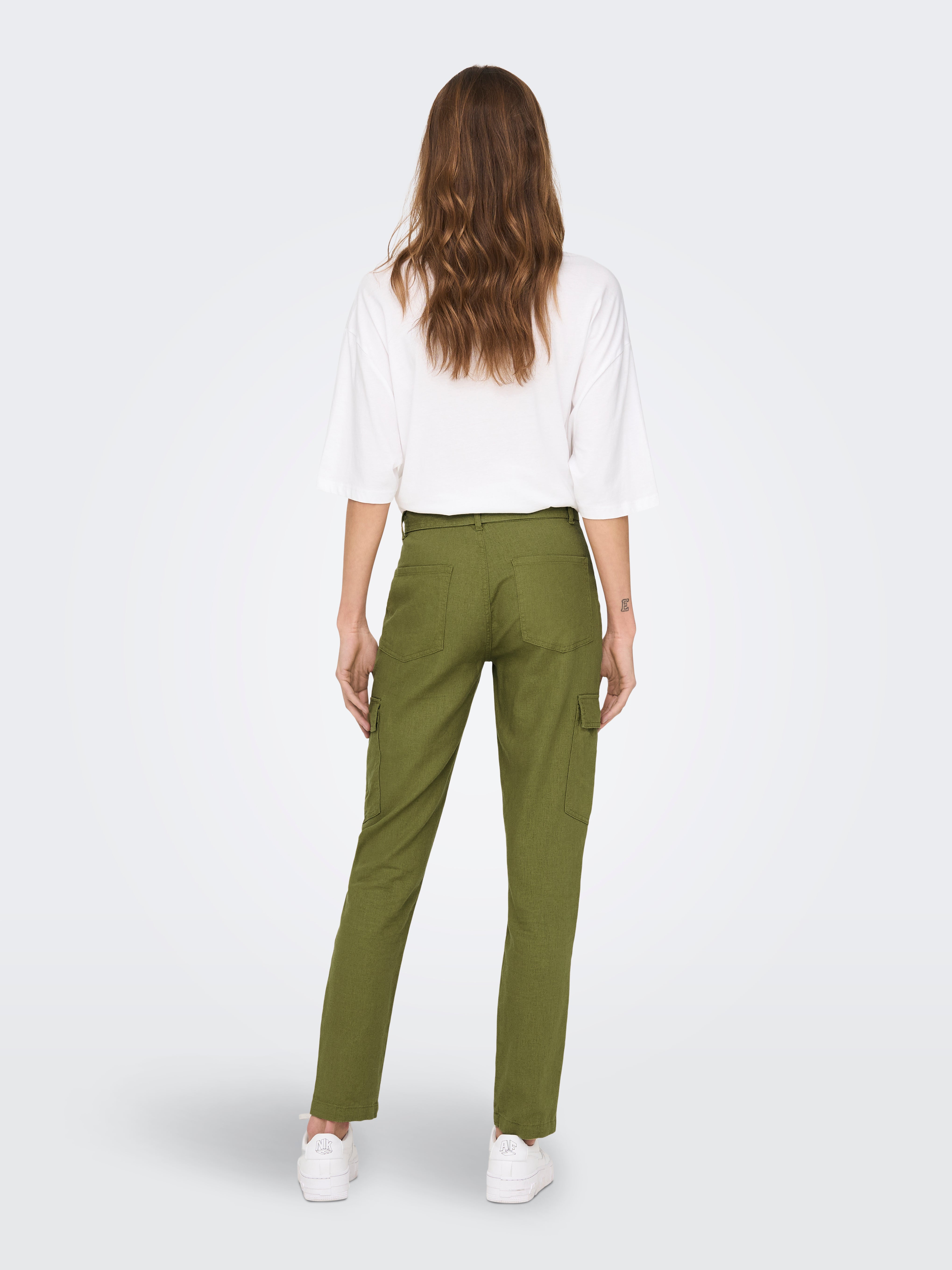 High Waisted Cargo Pants With Belt