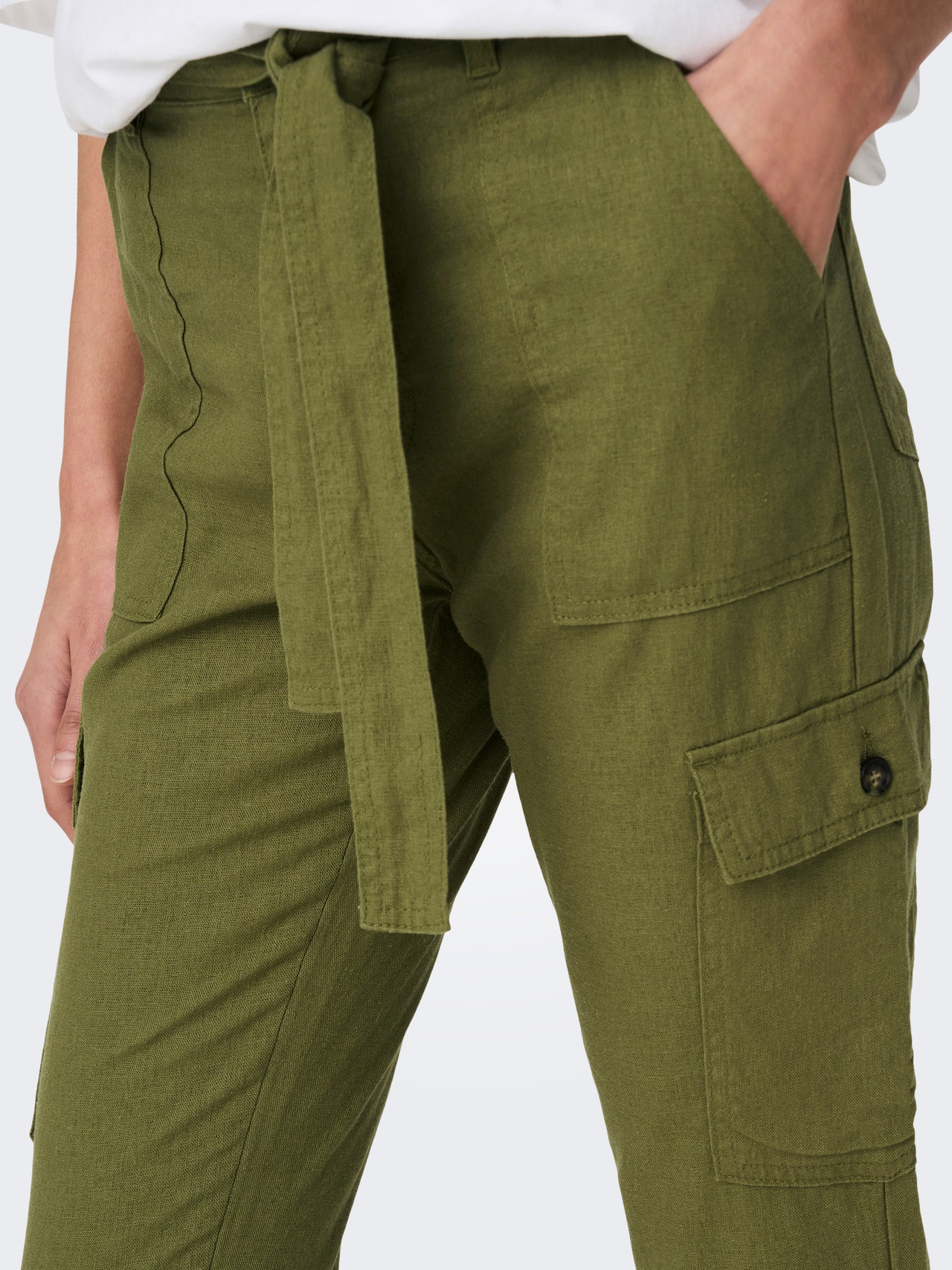 High Waisted Cargo Pants With Belt