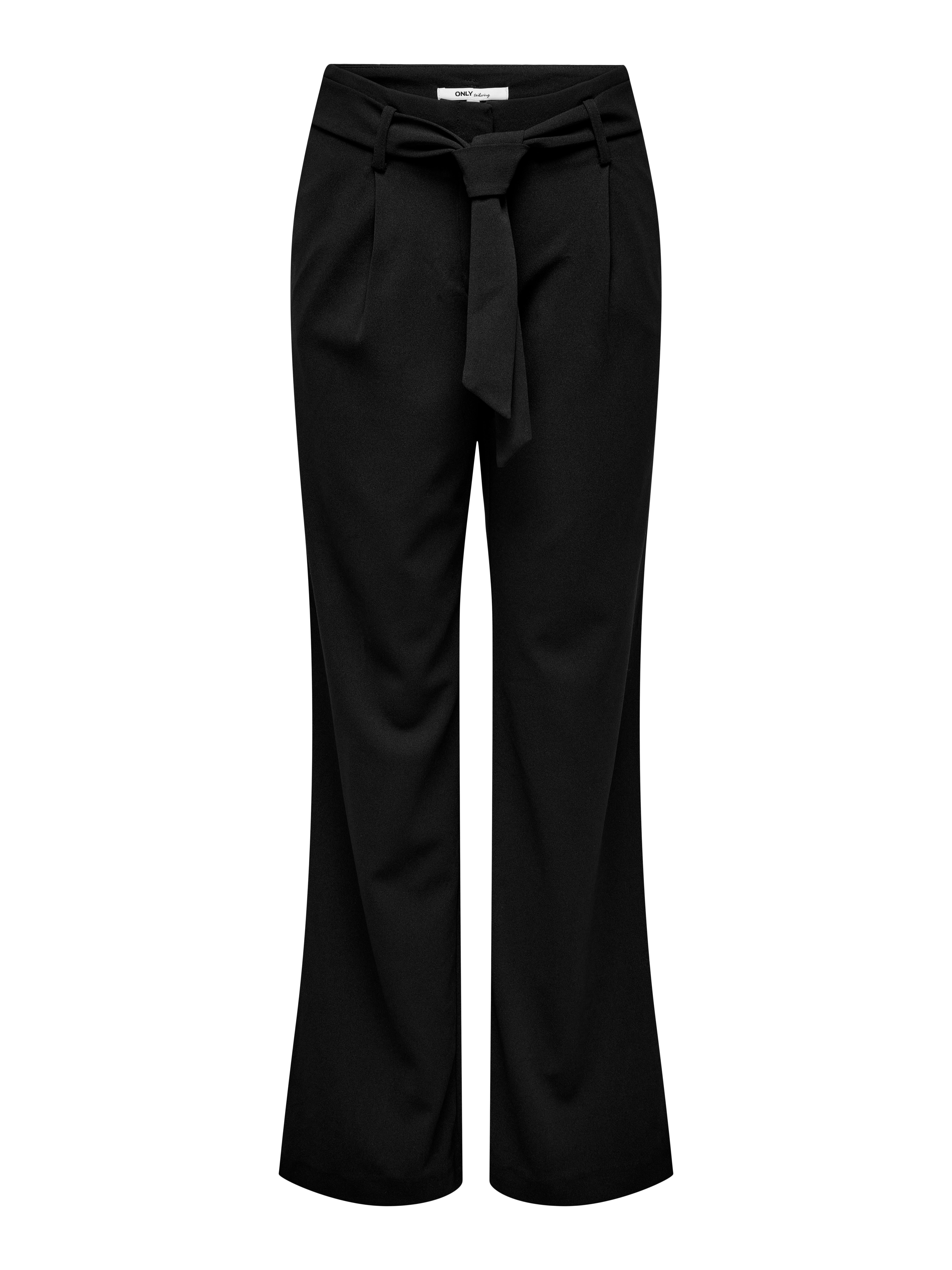 Straight Fit Bukser With Belt Black ONLY®