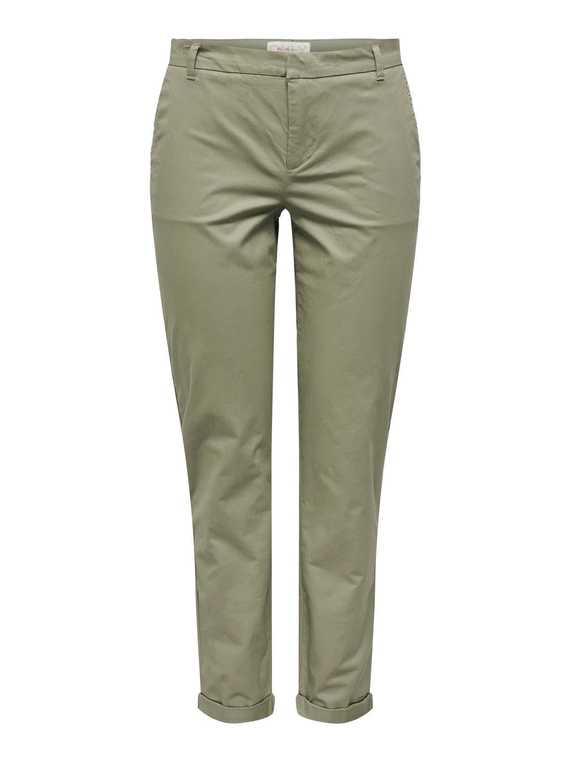 Pantalones Corte regular Dobladillos arremangados | Verde 