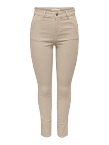 ONLY Pantalons Regular Fit Taille haute -Oxford Tan - 15278924
