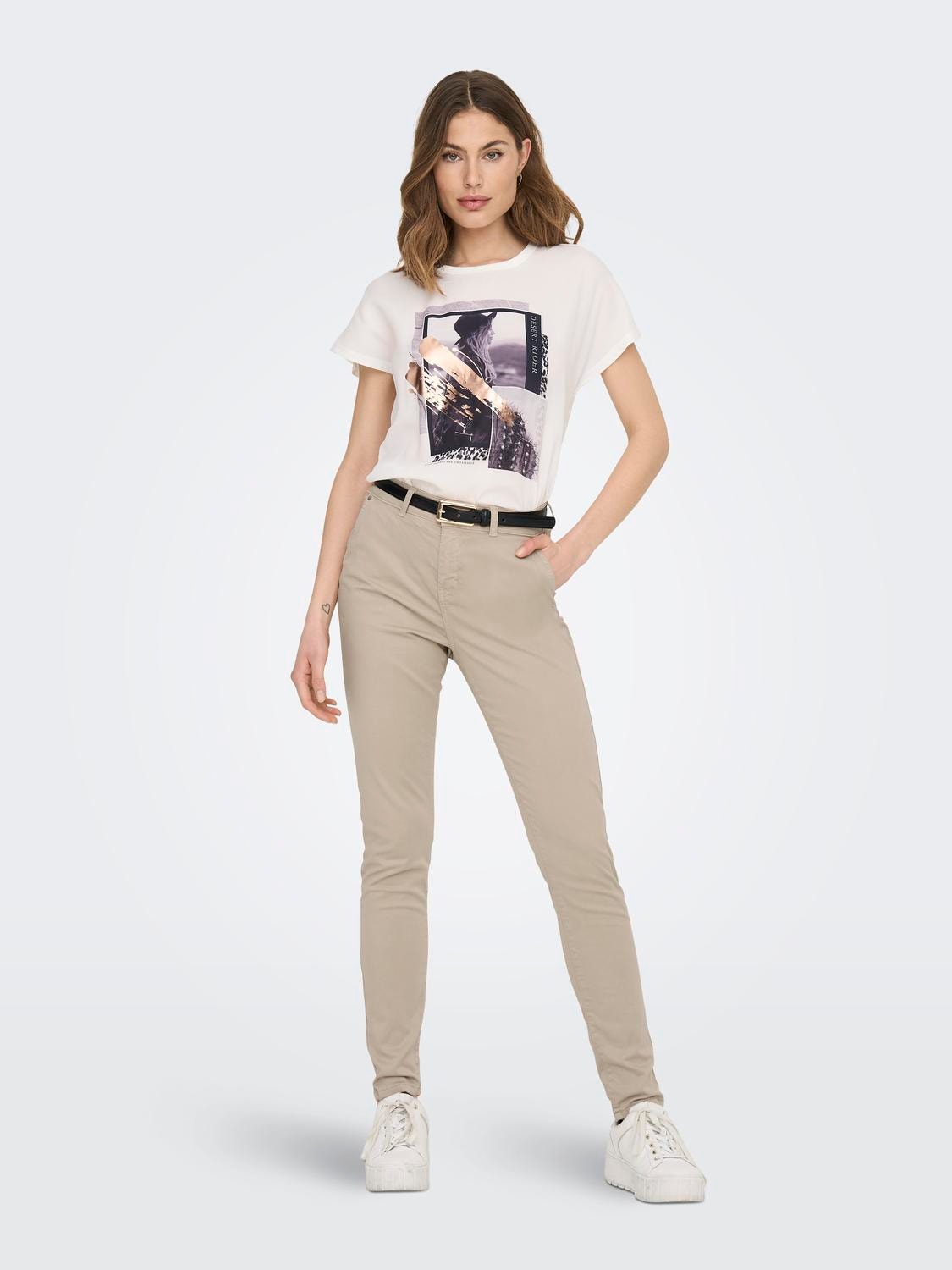 ONLY High waisted Chinos -Oxford Tan - 15278924