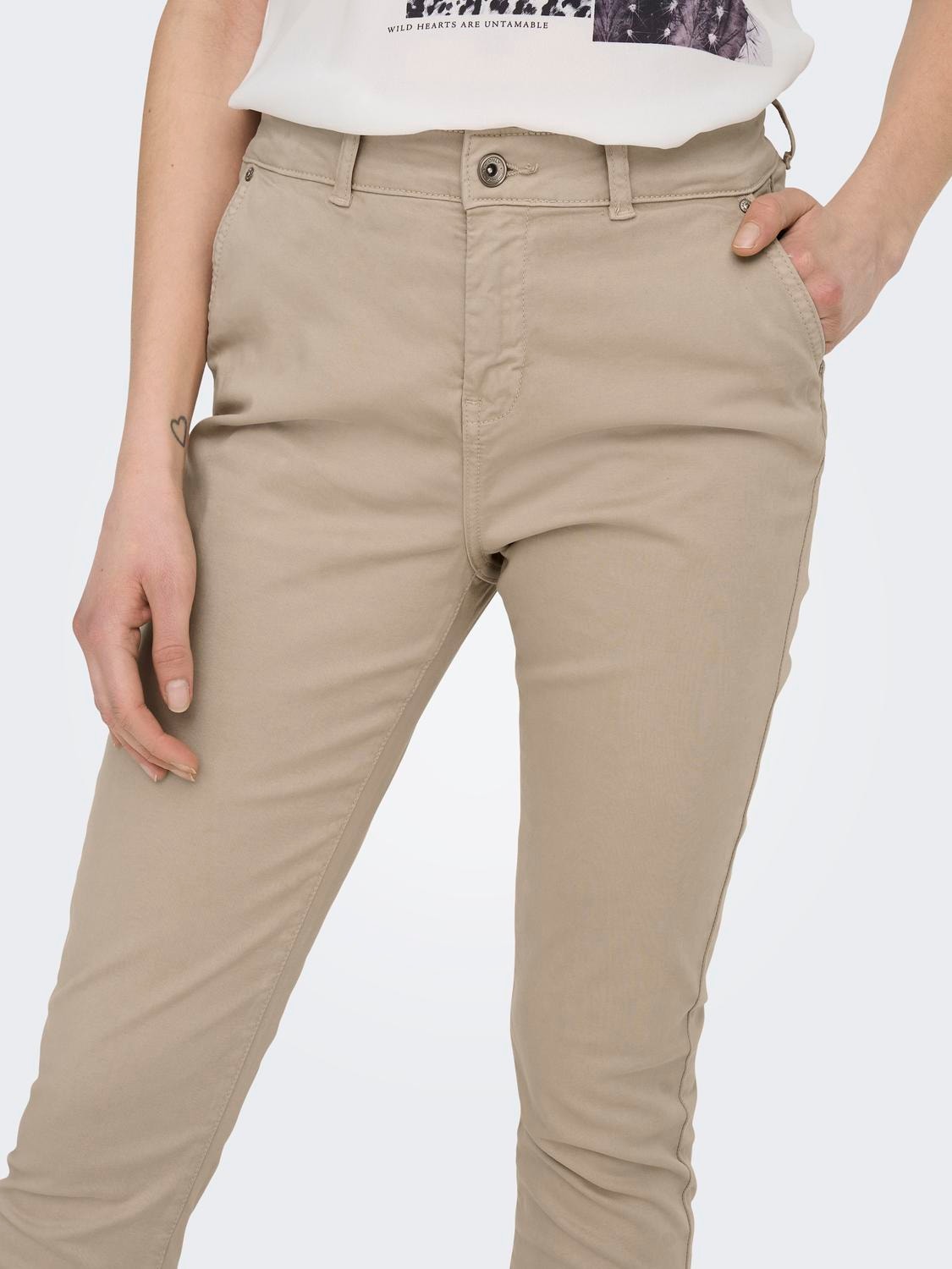 ONLY Pantalons Regular Fit Taille haute -Oxford Tan - 15278924