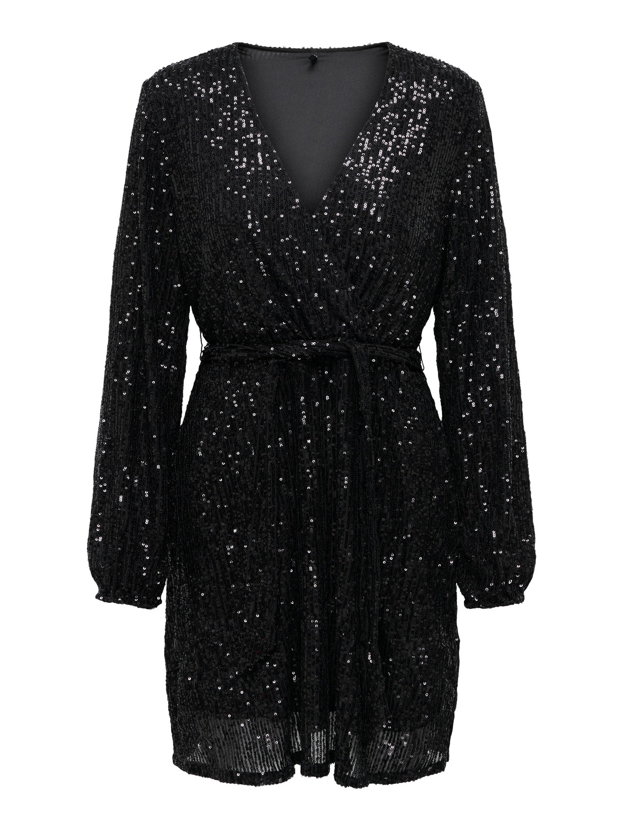 ONLY Sequin Wrap dress -Black - 15278975