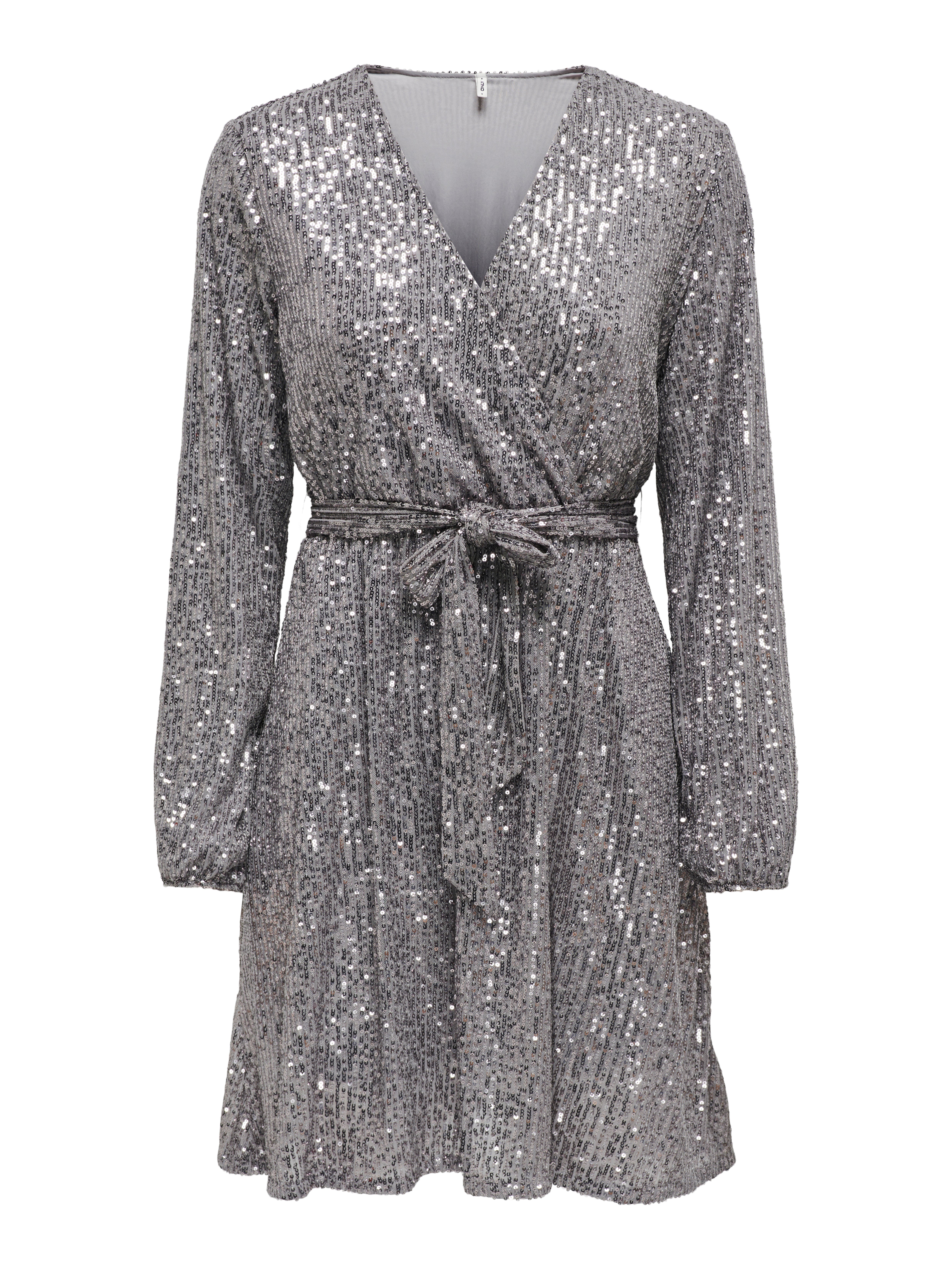 Sequin tinsel cheap wrap dress