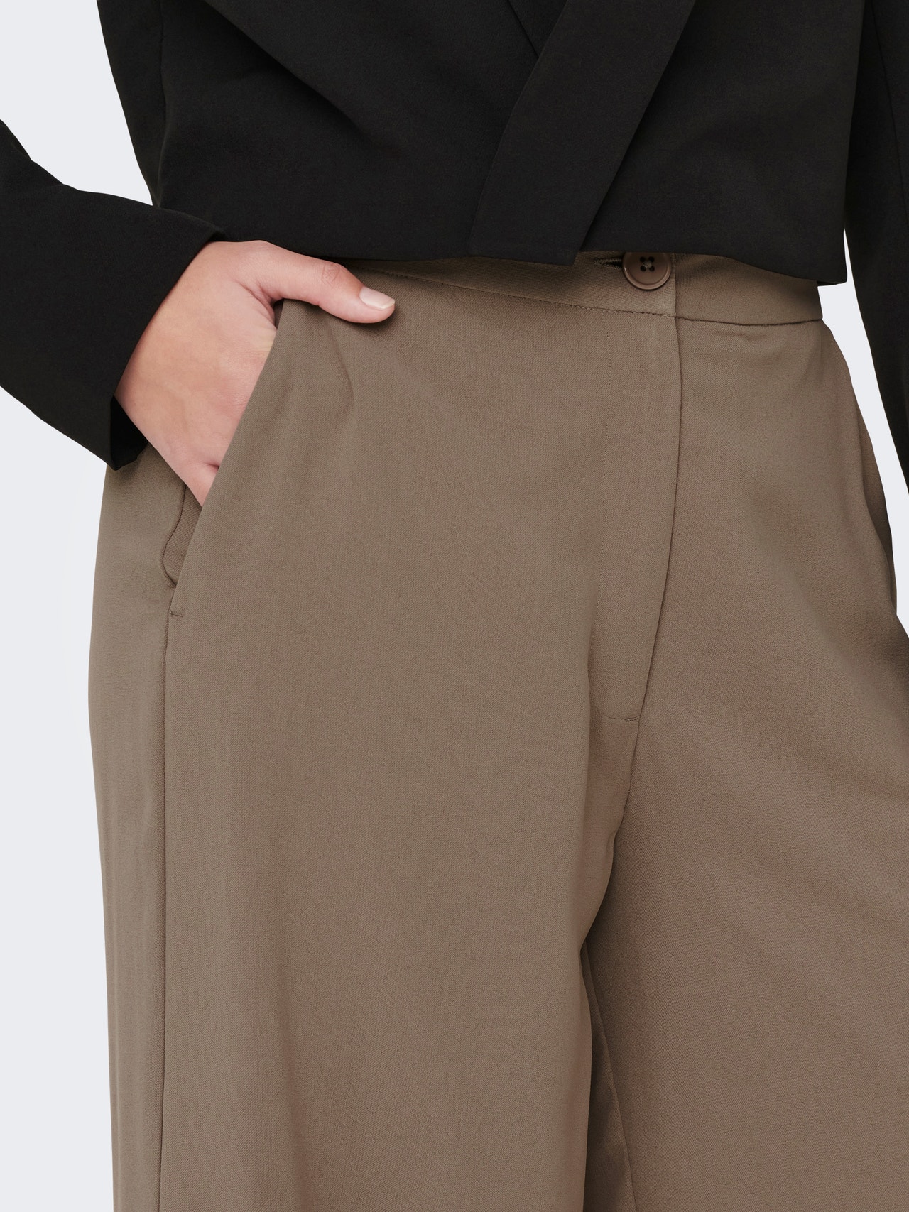 ONLY Pantalons Regular Fit Taille haute -Walnut - 15279301