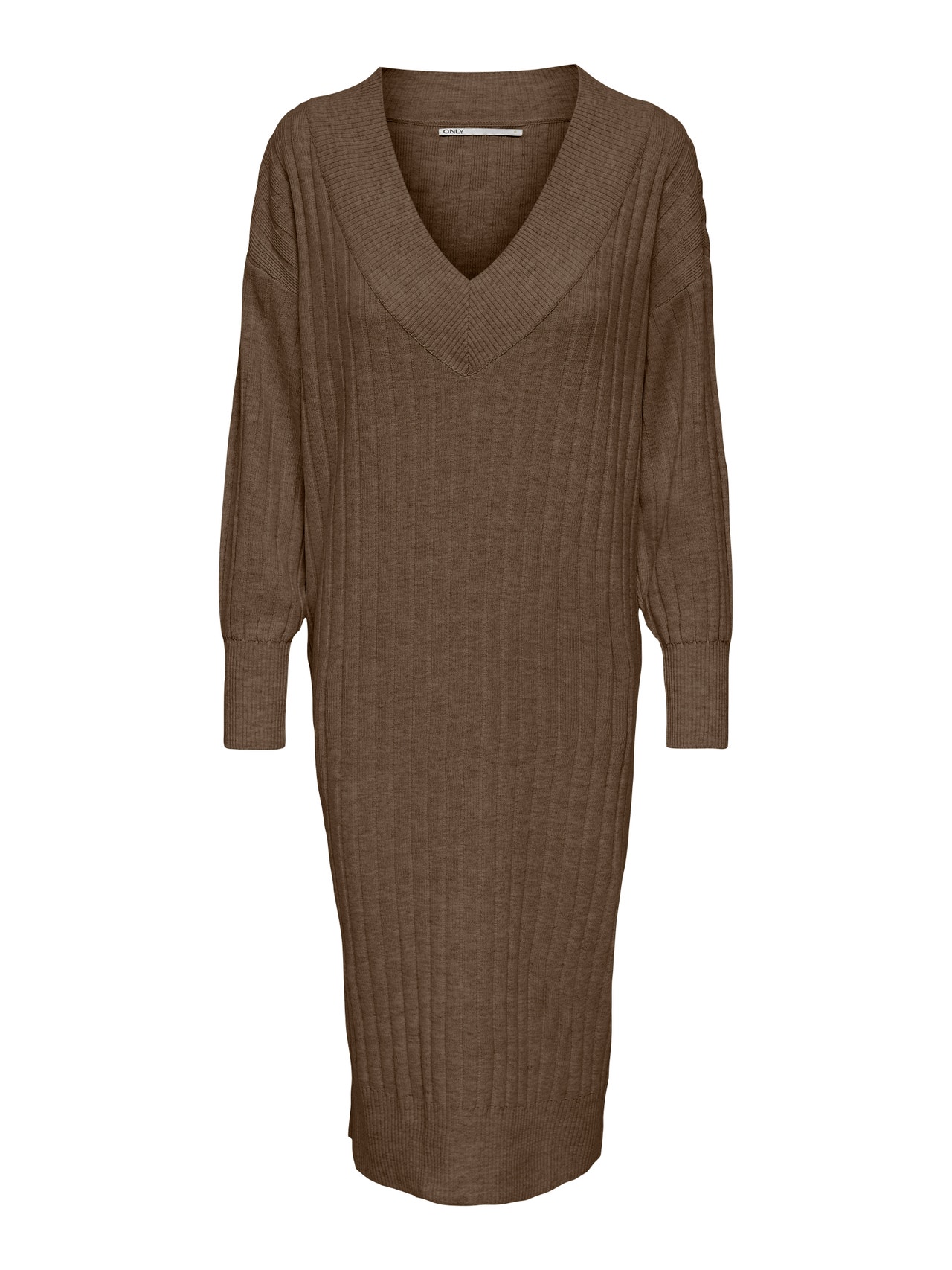 ONLY Tall v-halset Strikket kjole -Chestnut - 15279347