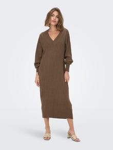 ONLY Relaxed Fit V-Neck Tall Dropped shoulders Long dress -Chestnut - 15279347