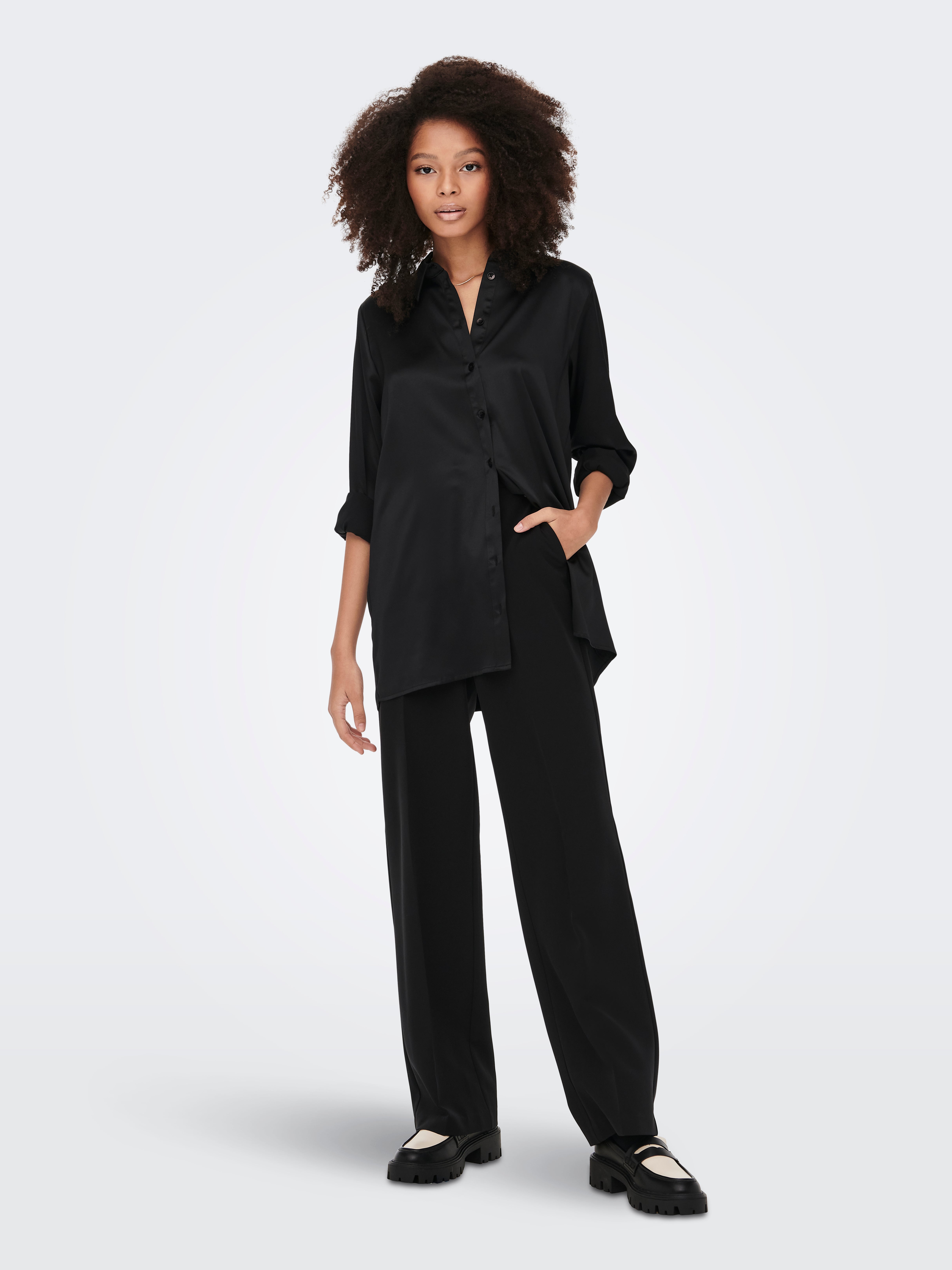 Roxa L S Loose Shirt Black