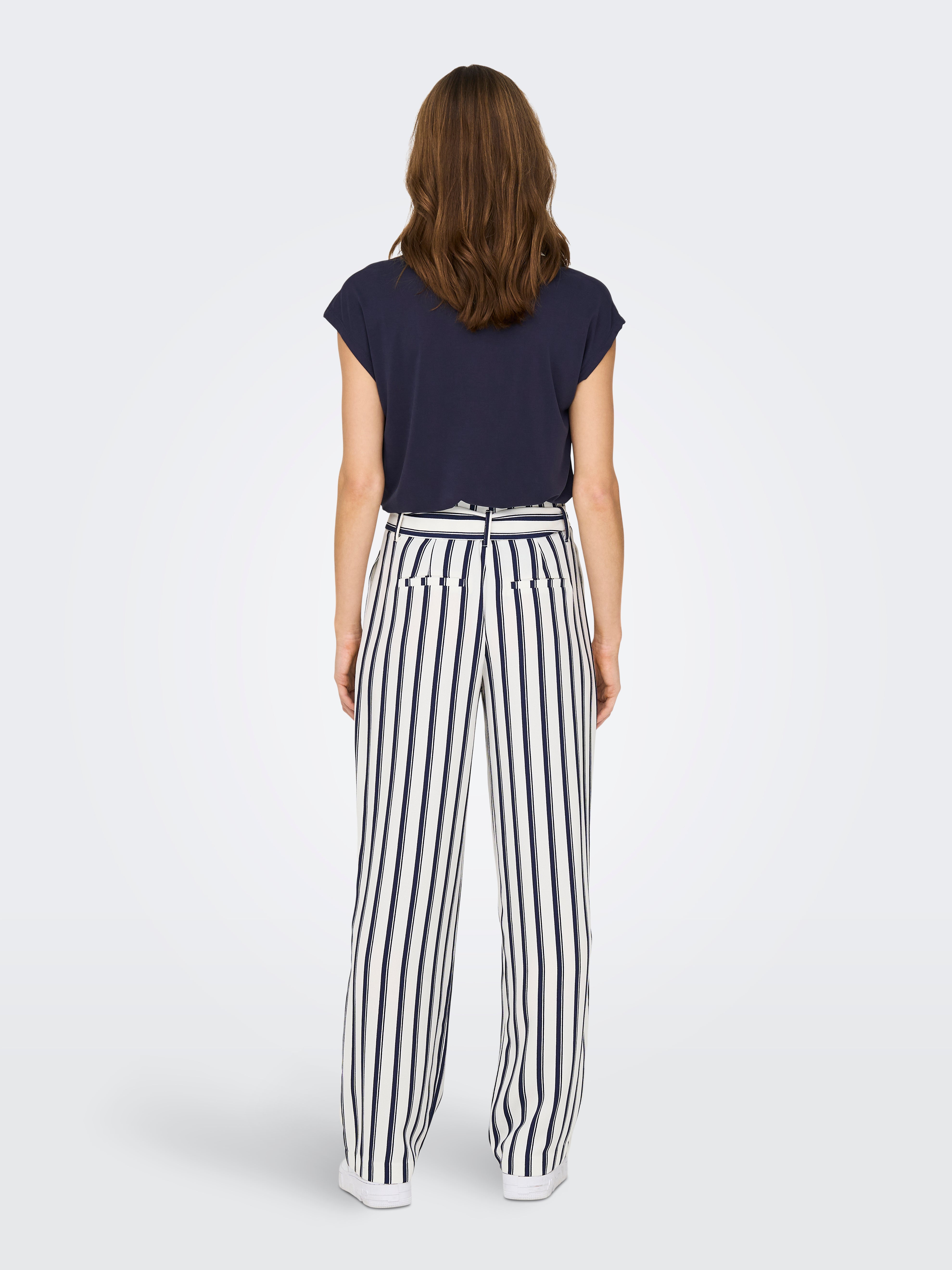 Striped pants with high waist | Dark Blue | ONLY®