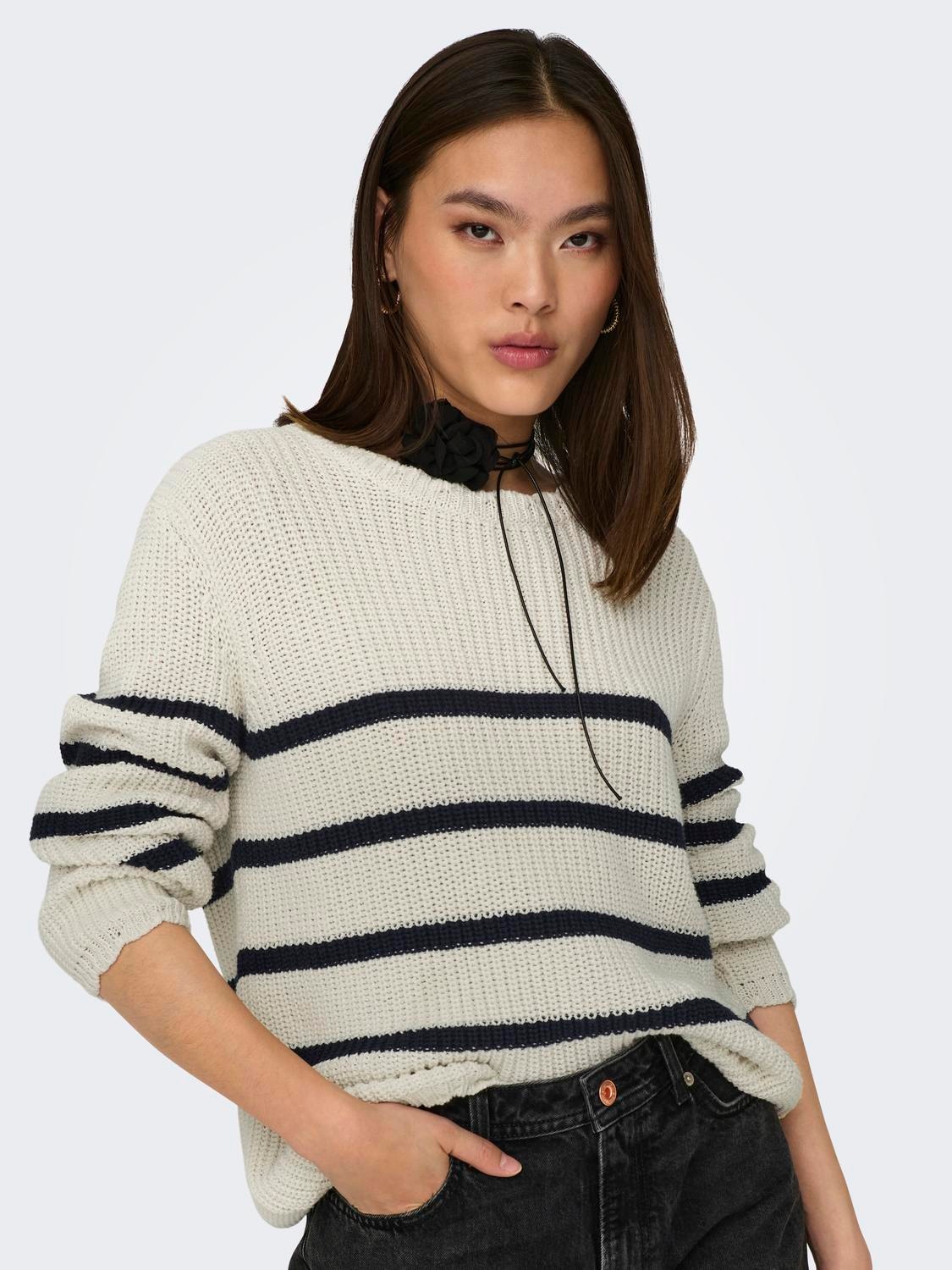 ONLY O-hals Pullover -Pumice Stone - 15279774
