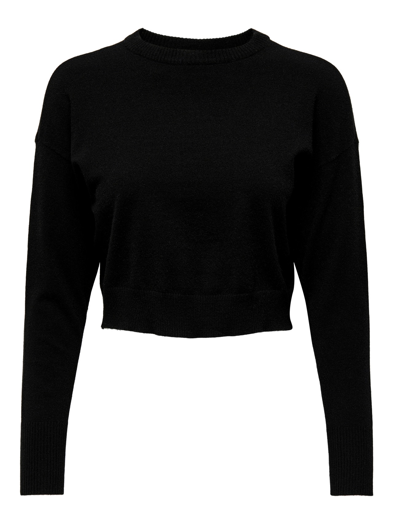 ONLY O-Neck Dropped shoulders Pullover -Black - 15279934