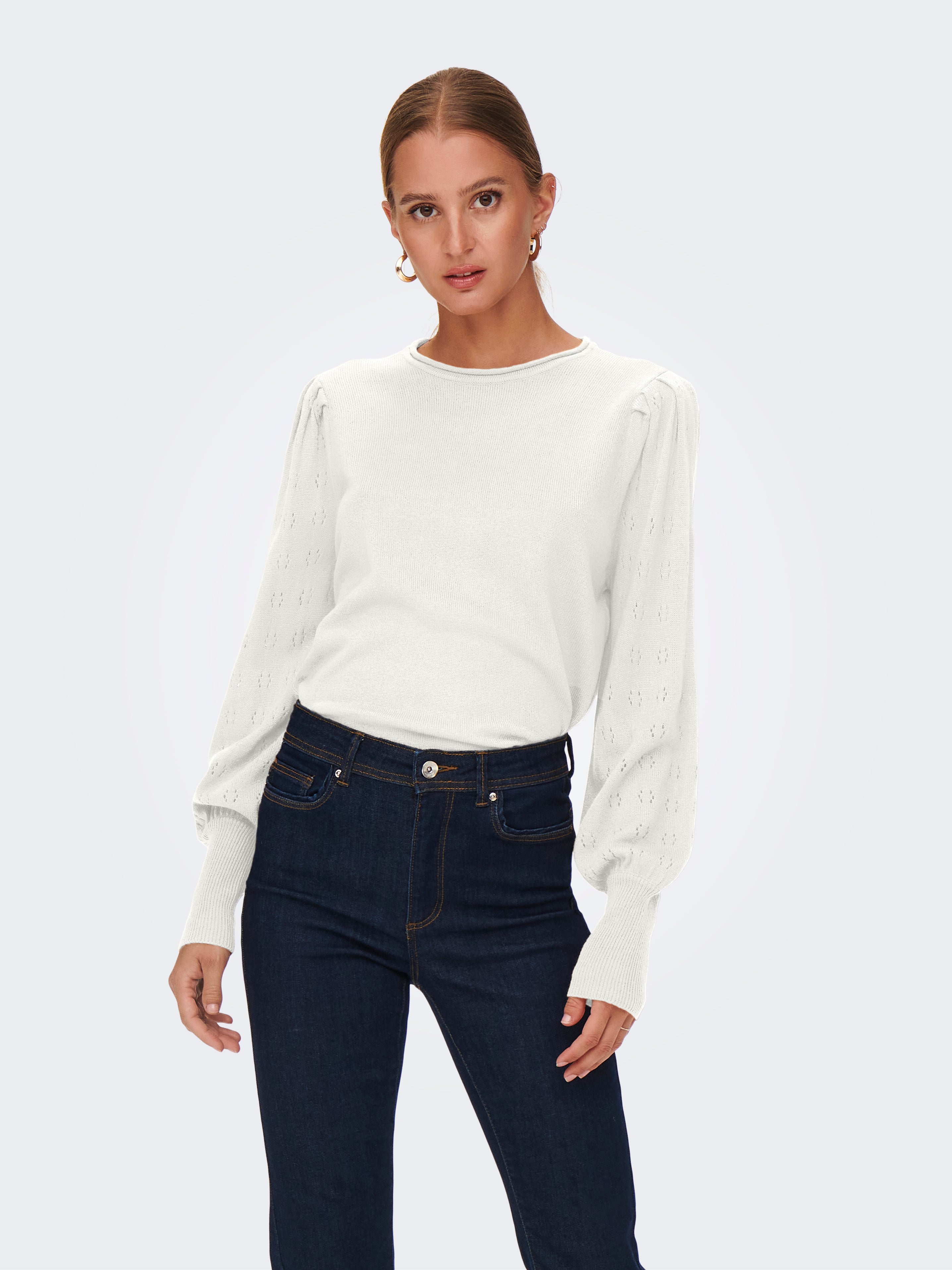 Pullover with puffsleeves | White | ONLY®