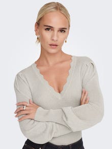 ONLY Knitted balloon sleeve top -Pumice Stone - 15279993