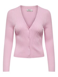 ONLY Rib knitted cardigan -Pink Tulle - 15280057