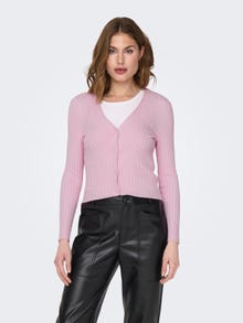ONLY Rib knitted cardigan -Pink Tulle - 15280057