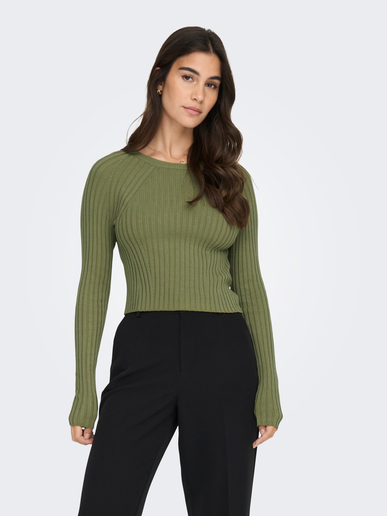 ONLY Rib knitted top -Aloe - 15280060