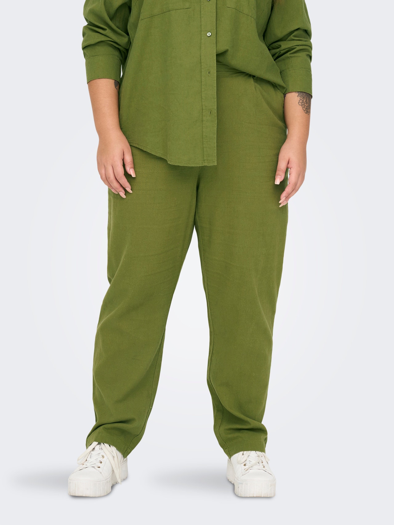 ONLY Regular Fit High waist Curve Trousers -Olive Branch - 15280234