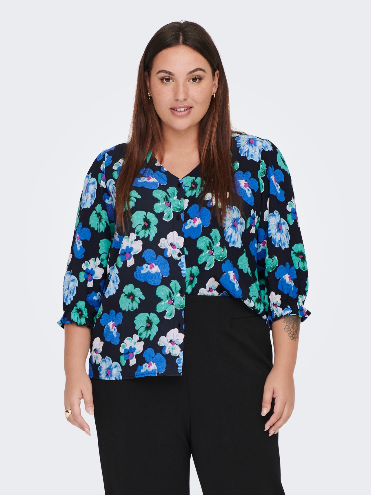 ONLY Curvy Patterned Top -Black - 15280326