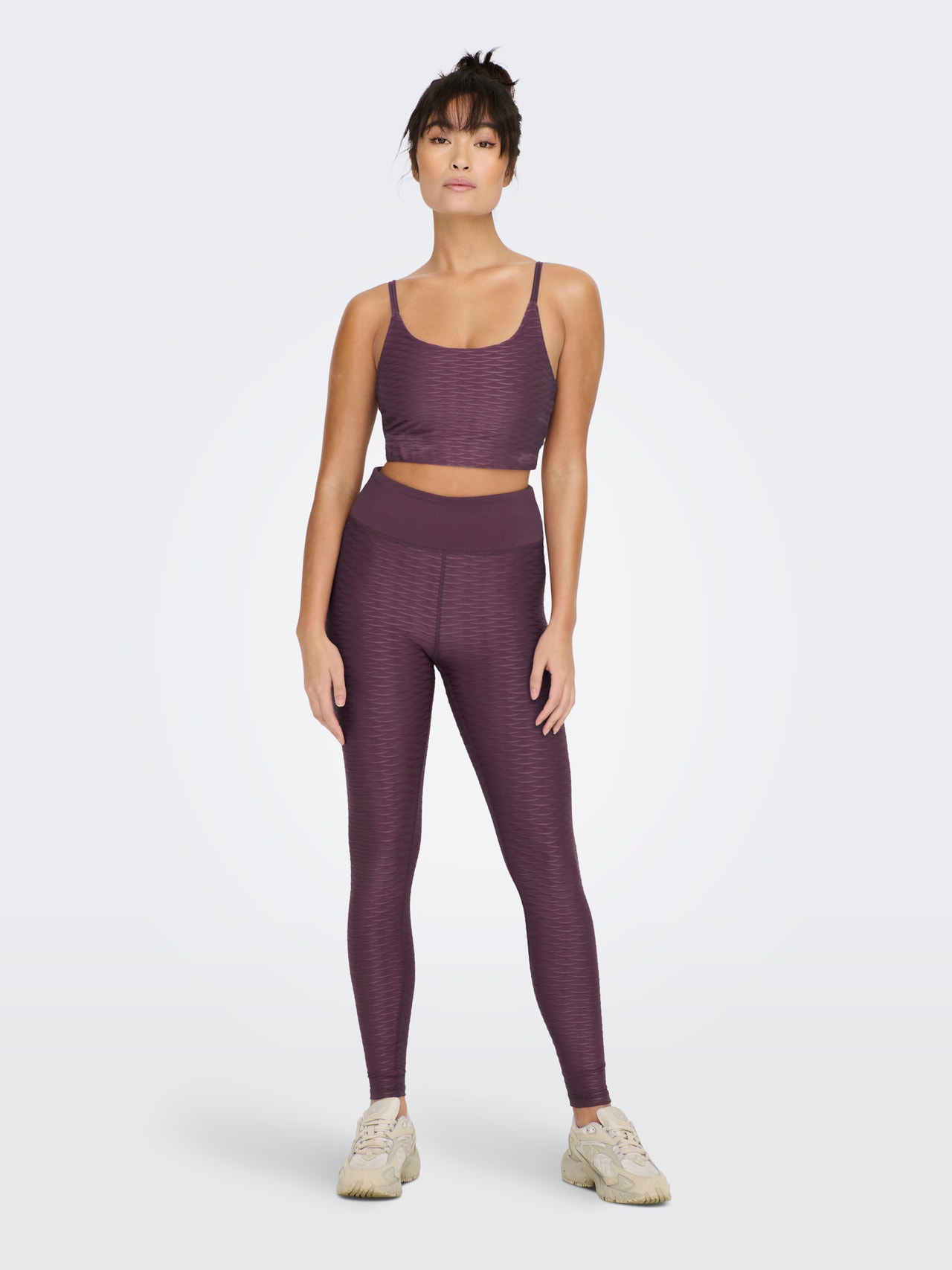 ONLY High waisted Training Tights -Eggplant - 15280447