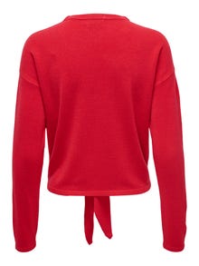 ONLY Tie detail knitted pullover -True Red - 15280480