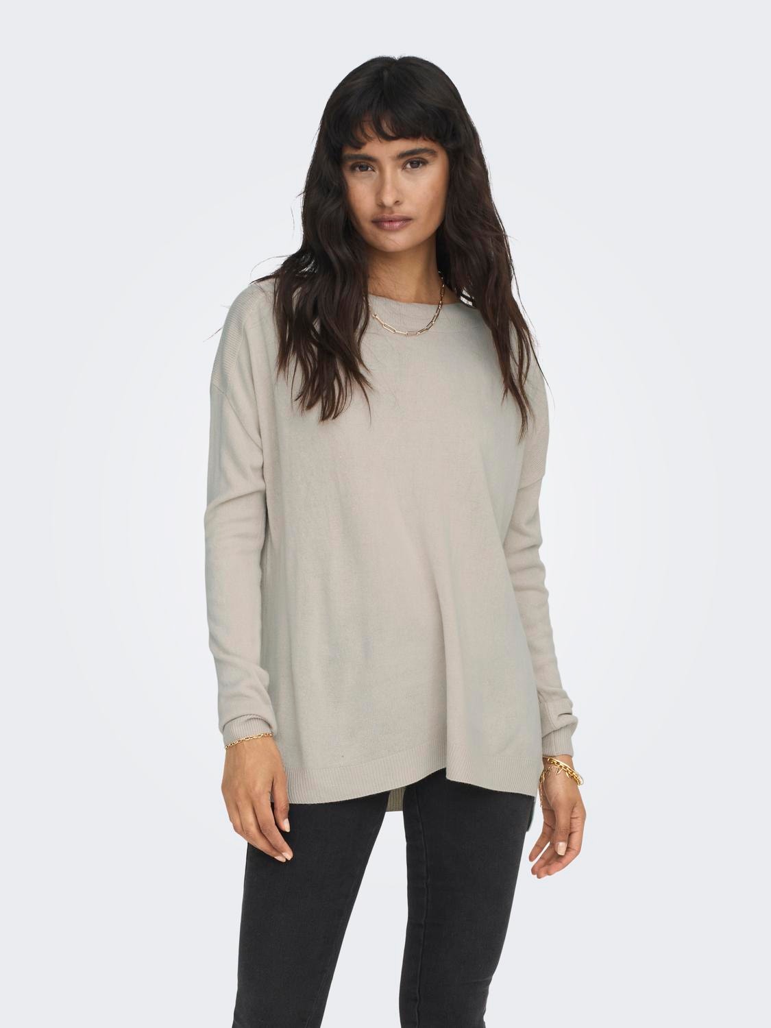 ONLY Loose fitted knitted pullover -Pumice Stone - 15280492
