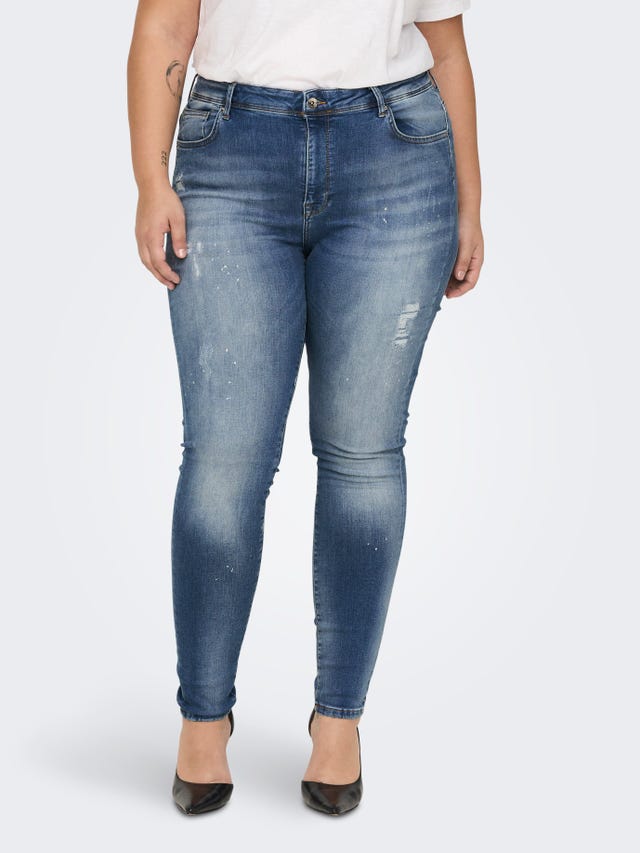 ONLY CARMAYA High Waist Skinny DESTroyed Jeans - 15280547