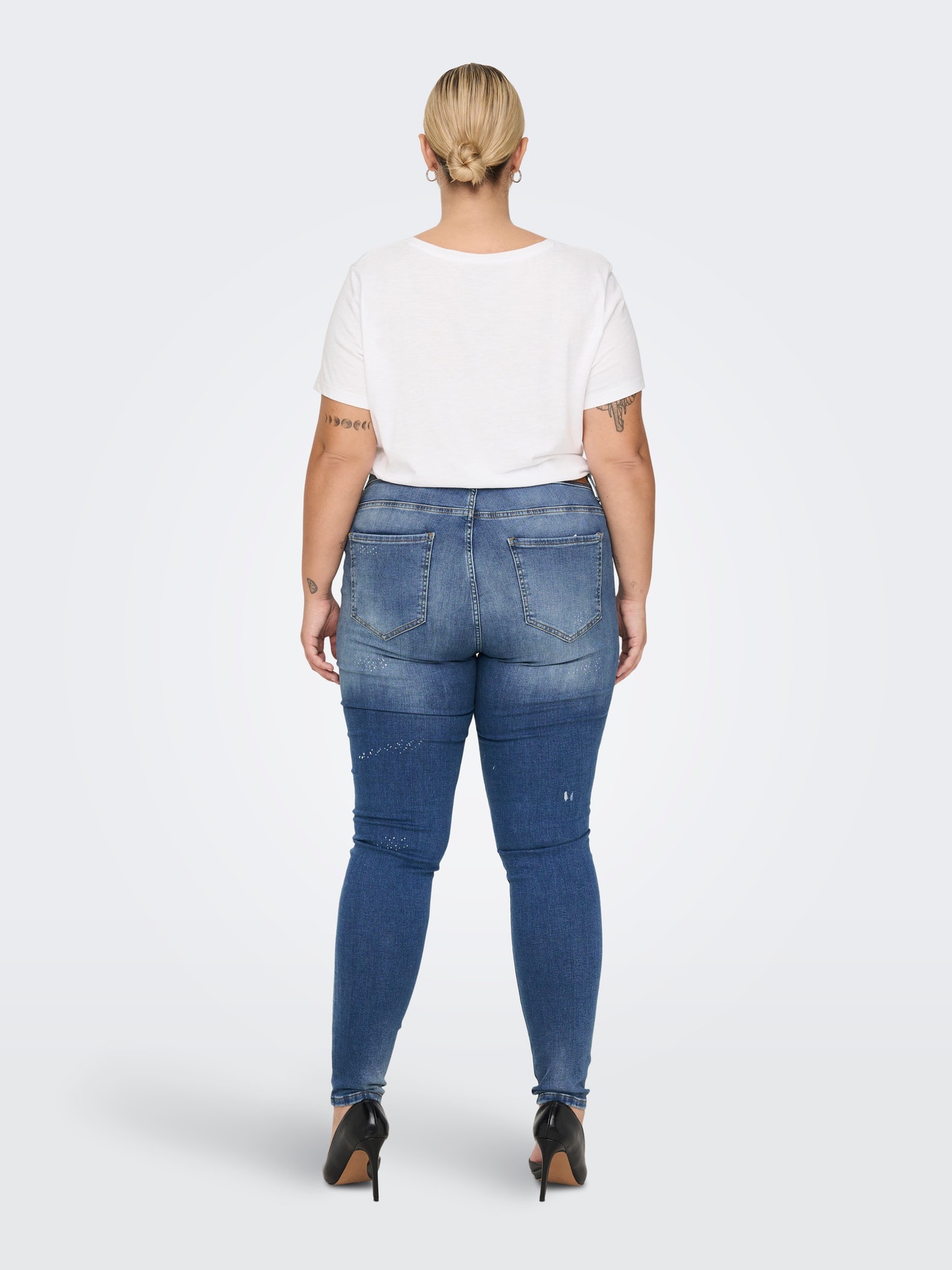 ONLY CARMAYA High Waist Skinny DESTroyed Jeans -Medium Blue Denim - 15280547