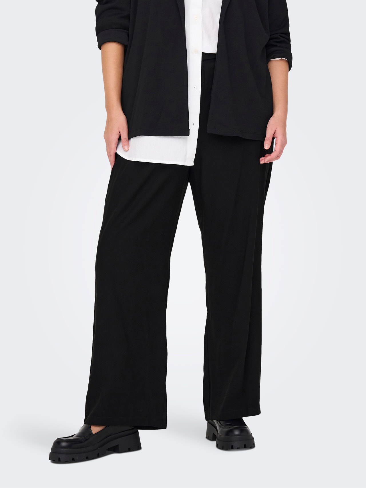 ONLY Curvy Wide Viscose Trousers -Black - 15280672