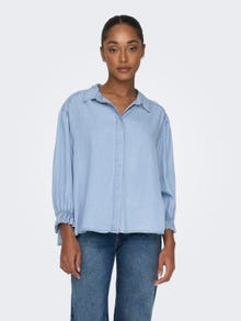 ONLY Relaxed fit Overhemd kraag Manchetten met elastiek Overhemd -Light Blue Denim - 15280730