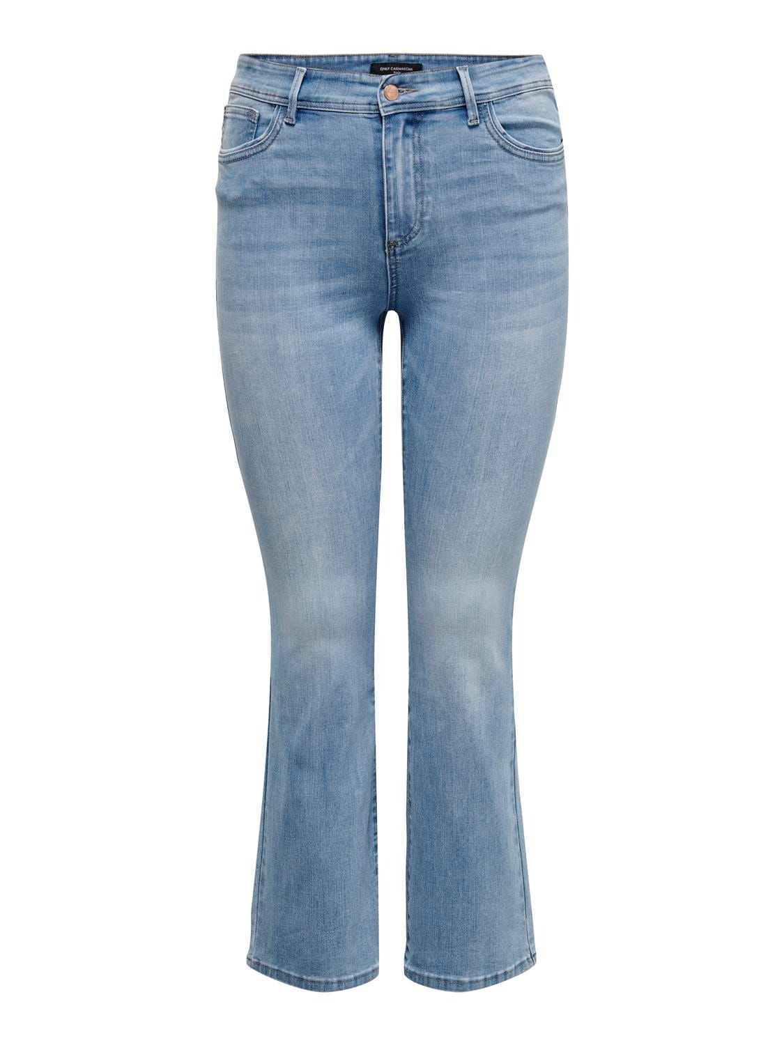 ONLY CARSally High Waist Flared Jeans -Light Medium Blue Denim - 15280943