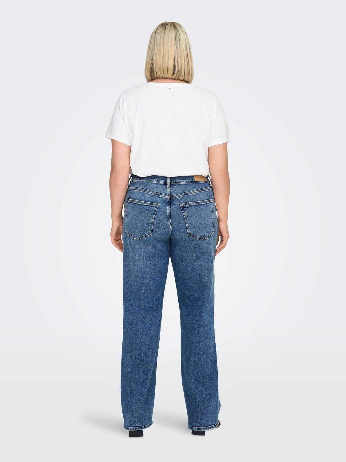 ONLY Straight Fit High waist Jeans -Dark Medium Blue Denim - 15280945