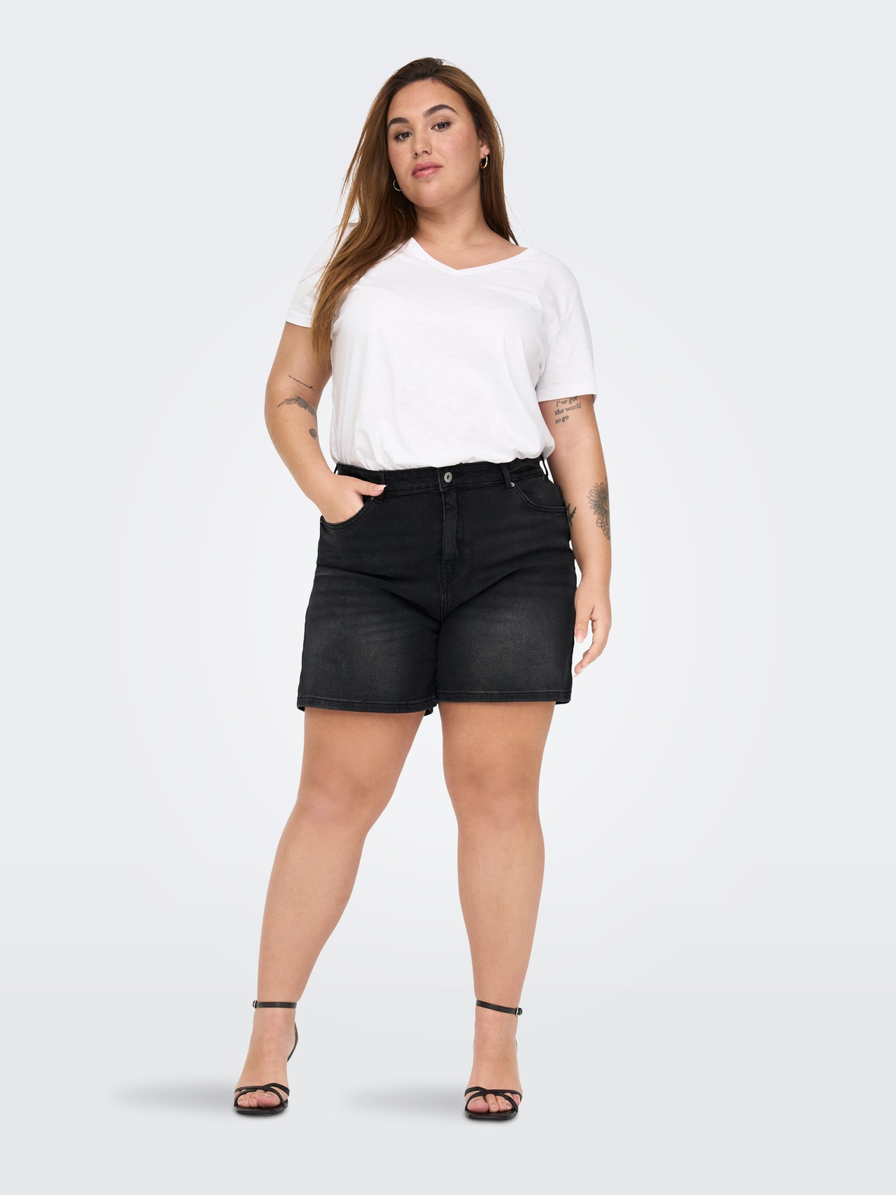 ONLY Straight Fit High waist Curve Jeans -Black - 15280999