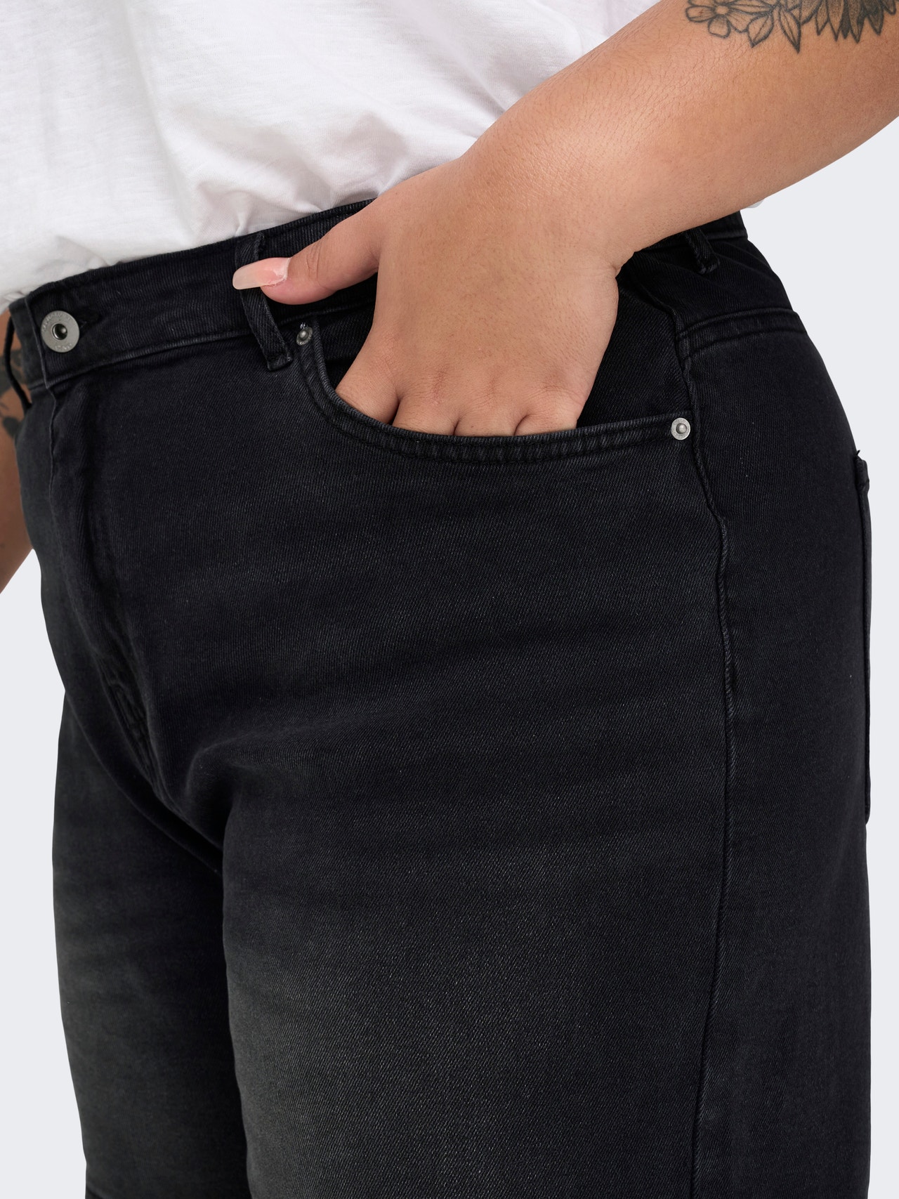 ONLY Straight fit High waist Curve Jeans -Black - 15280999