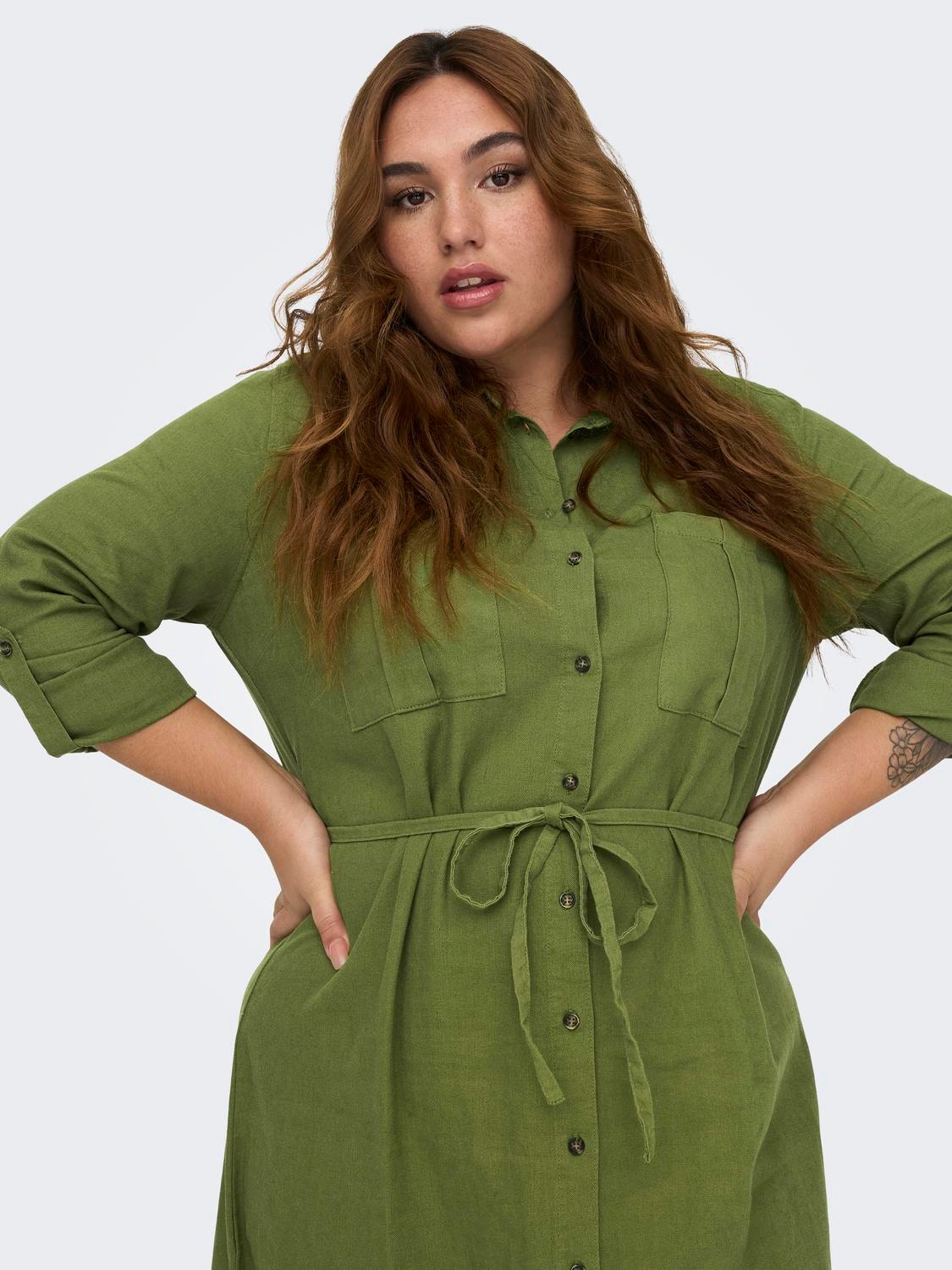 ONLY Curvy Midi Shirt dress -Olive Branch - 15281039