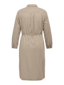 ONLY Relaxed fit Overhemd kraag Curve Lange jurk -Oxford Tan - 15281039