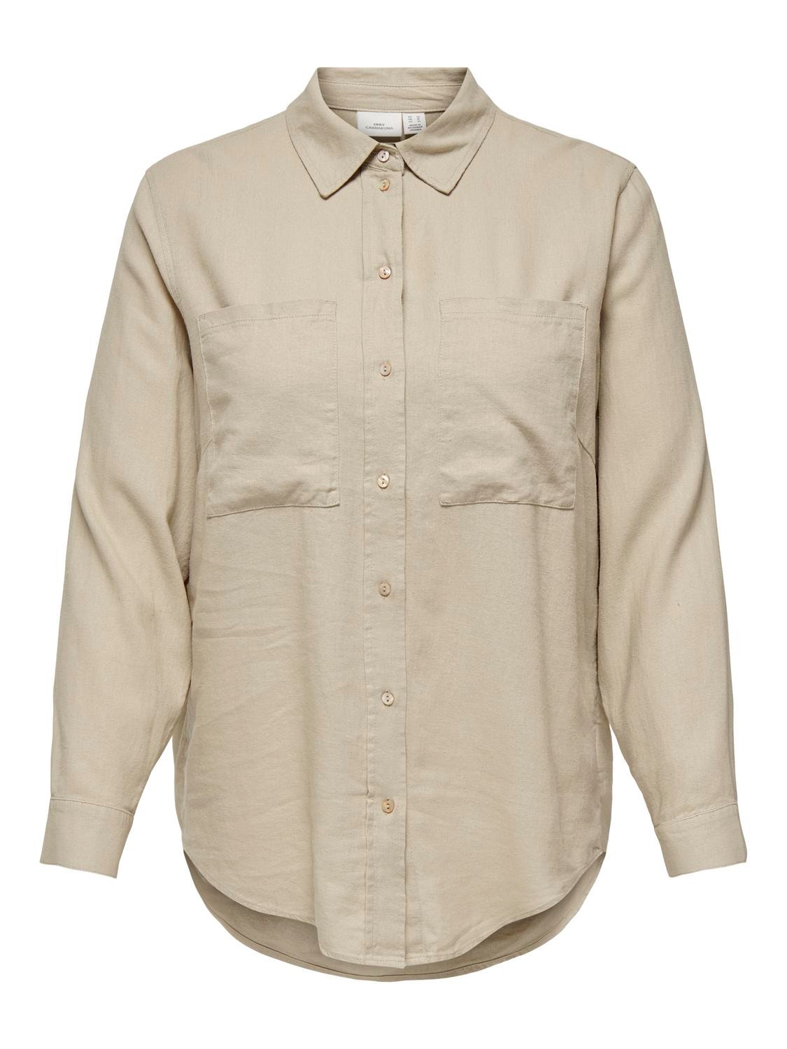 ONLY Oversize Fit Shirt collar Curve Shirt -Oxford Tan - 15281041