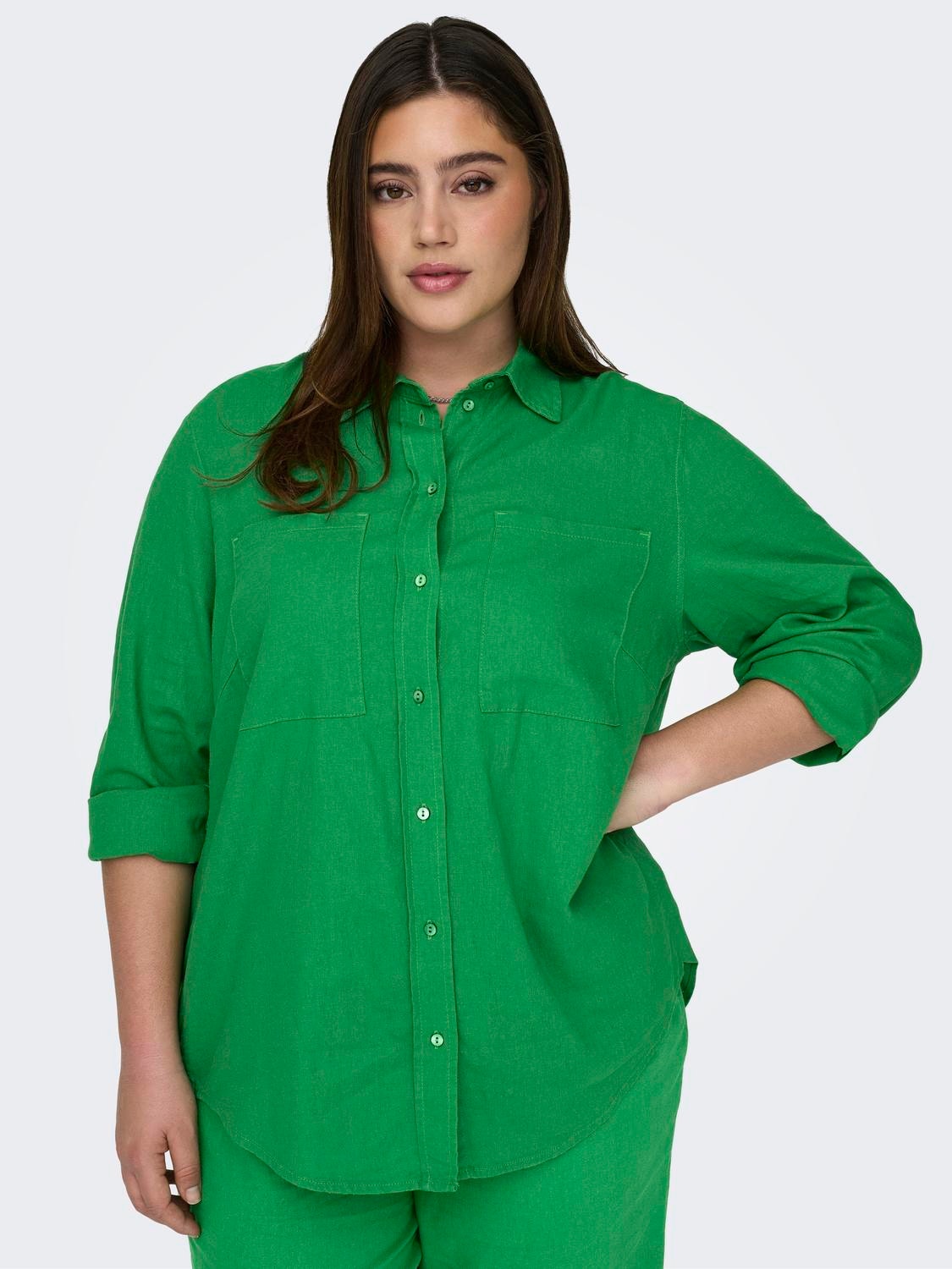 ONLY Chemises Oversize Fit Col chemise Curve -Green Bee - 15281041